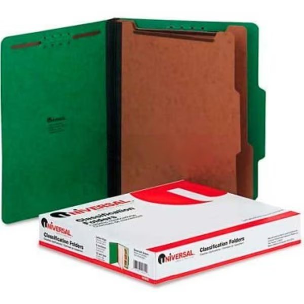 Universal® Pressboard Classification Folders, Letter, Six-Section, Emerald Green, 10/Box, Universal, Mfr#: 10302
